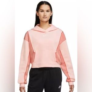 Nike Pink Color Block Cropped Hoodie